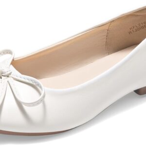 Dream Pairs Girls Dress Shoes Ballet Flats Slip-on Fashion Bow Flower Girl Shoes for Wedding, School, Party, Birthday