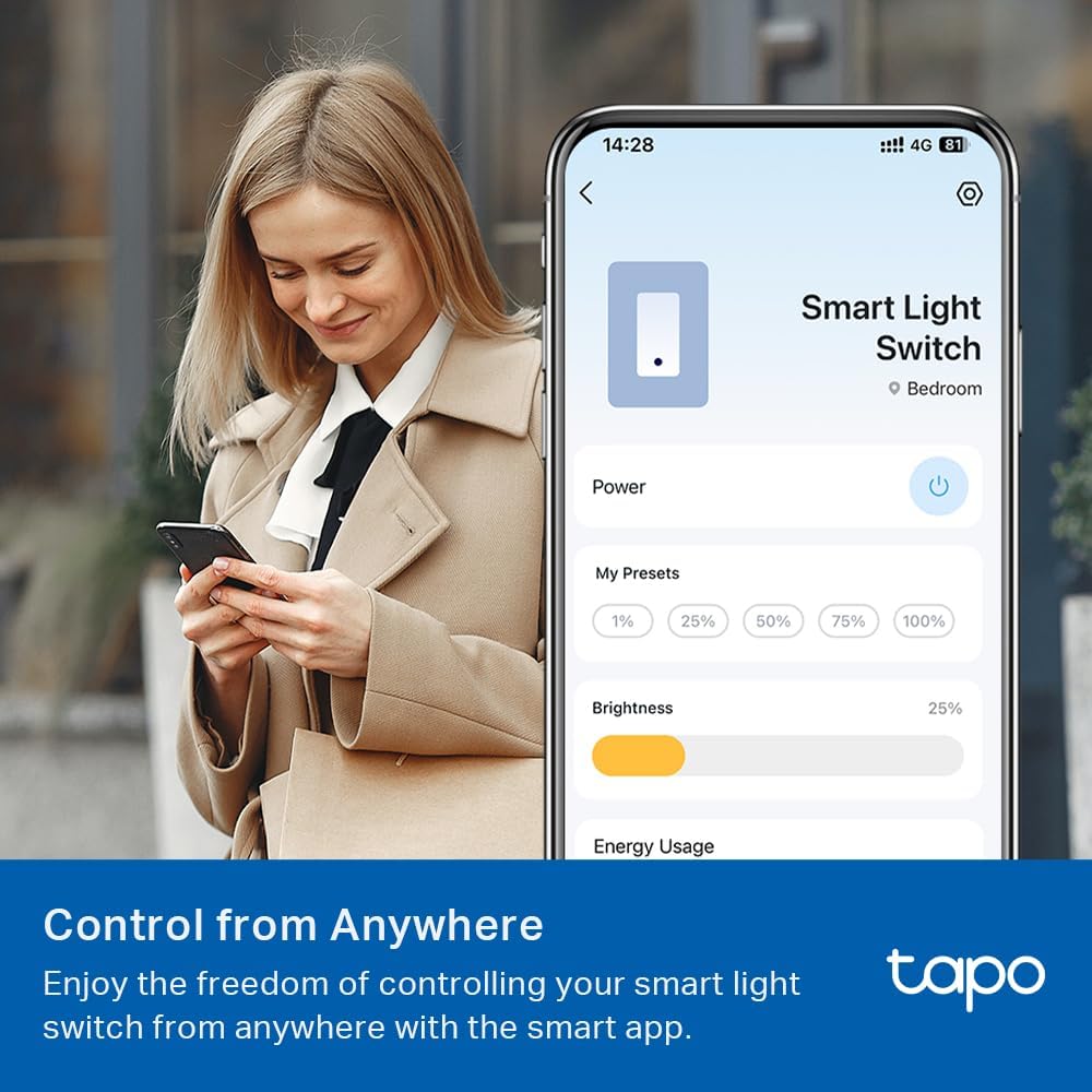 TP-Link Tapo Smart 3 Way Dimmer Switch KIT, Matter Compatible, Energy Monitoring, Neutral Wire Required, Works with Alexa, Siri, Google Home, SmartThings, UL Certified, 2.4GHZ Wi-Fi, Tapo S515D KIT - Image 8