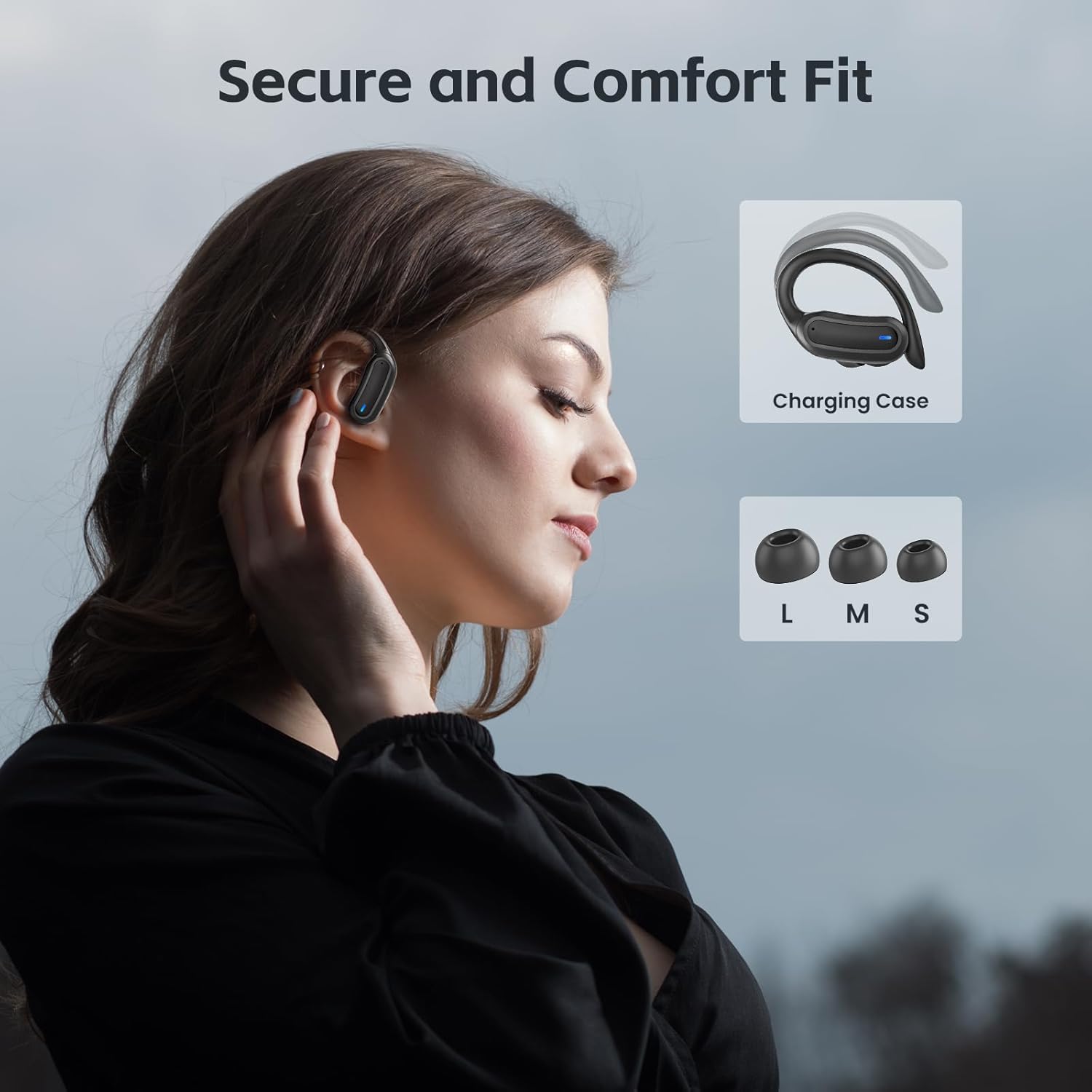 Wireless Earbuds, Bluetooth 5.4 Headphones, True Wireless Stereo Sound Earphones with Noise Cancelling Mic, Fast Charging, IPX7 Waterproof, Comfort Fit Ear Buds for Sports/Workouts/Travel (Deep Black) - Image 4