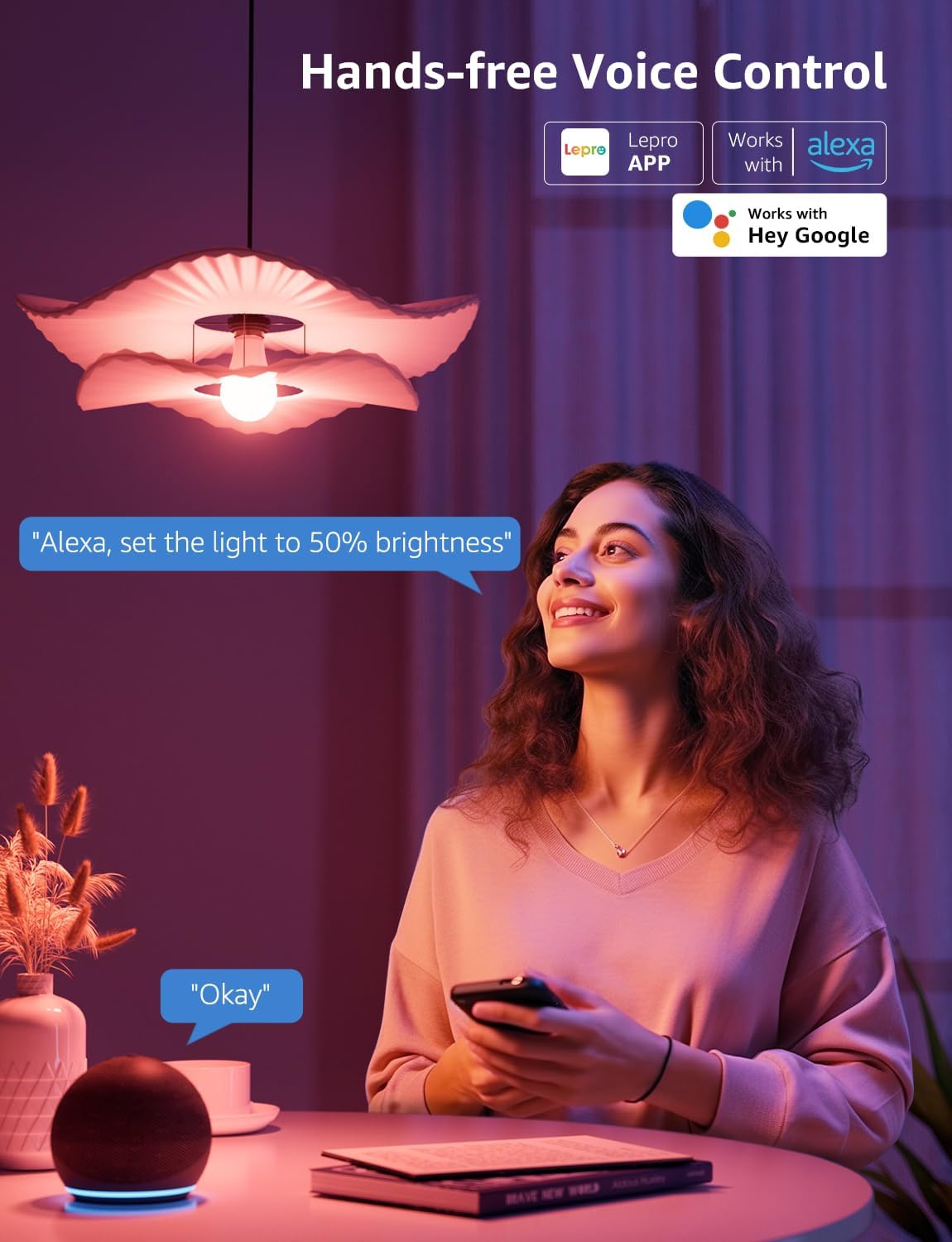 Lepro B2 AI Smart Light Bulbs - 1100LM WiFi & Bluetooth RGBWW Color Changing LED Bulb, Works with Alexa & Google Assistant, Personalized Al Lighting Designer, AI Voice Control, 2.4GHz Only, 2 Pack - Image 6