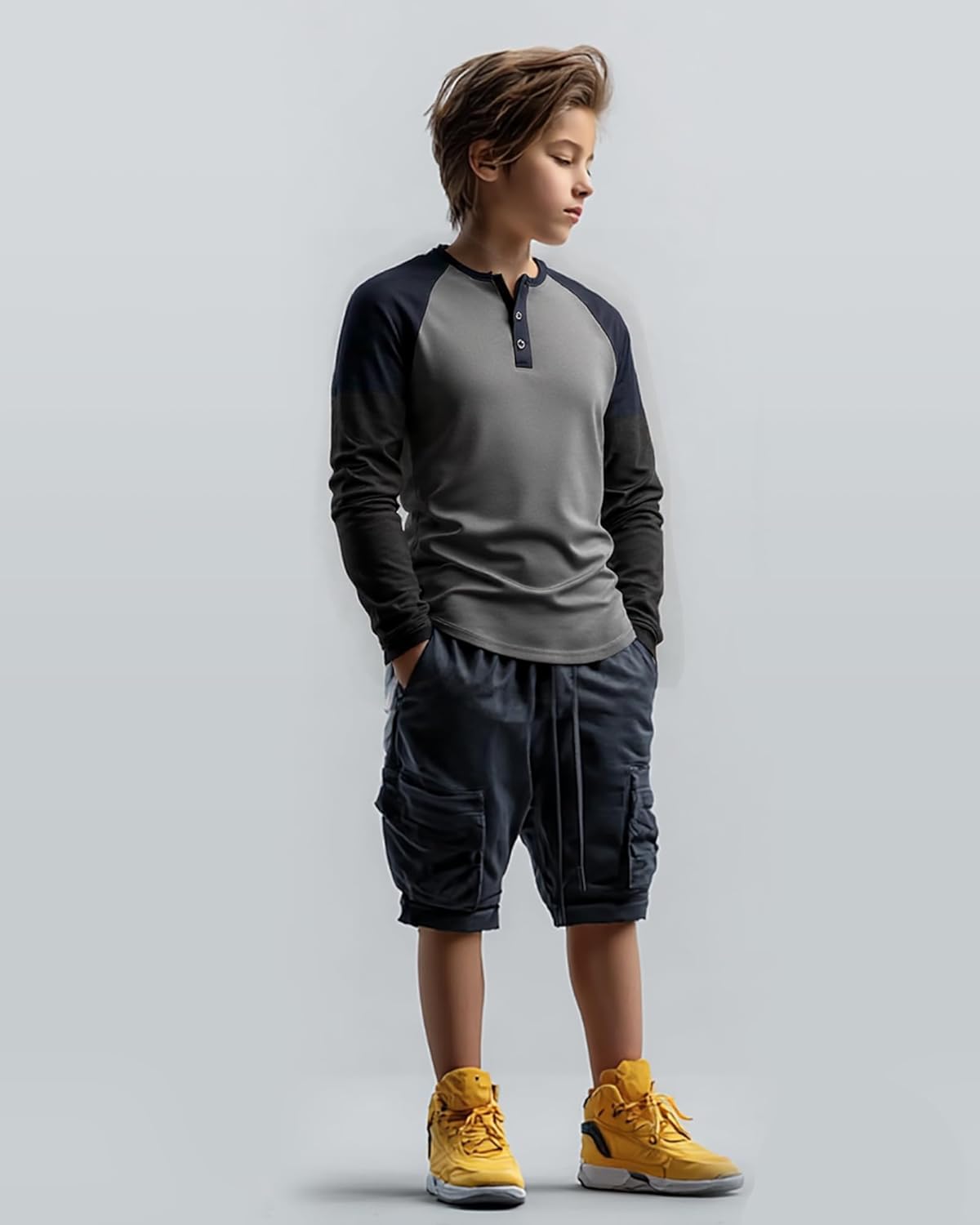 PureChapter 3 Pack Boys Long Sleeve Athletic Shirts Color Blocked Casual Baseball Shirts for Boys - Image 2