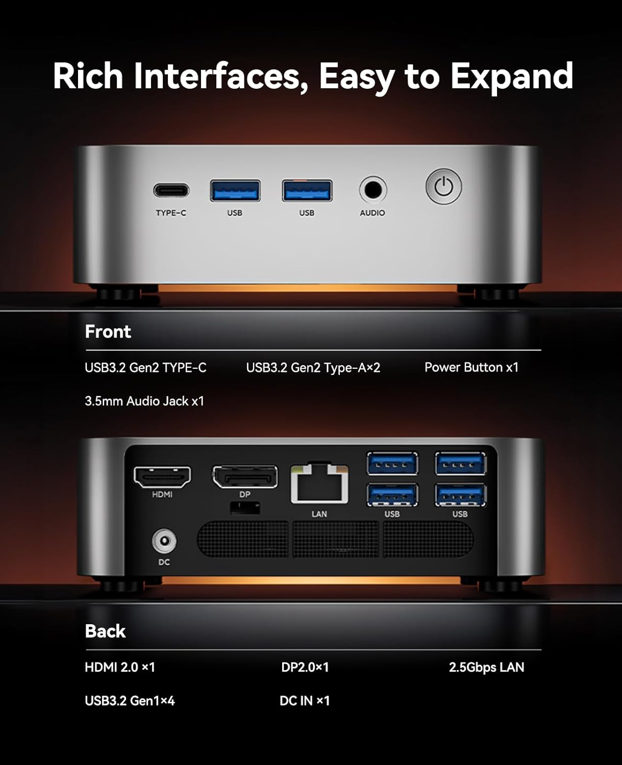 ACEMAGICIAN M1 Mini PC AMD Ryzen 7 6800H 16GB LPDDR5 512GB PCle SSD Mini Computers (8C/16T, up to 4.7GHz), Windows 11 Pro Radeon 680M 4K Triple Display Desktop Computer 3.2Type-C/LAN 2.5G/BT5.2/WiFi 6 - Image 6