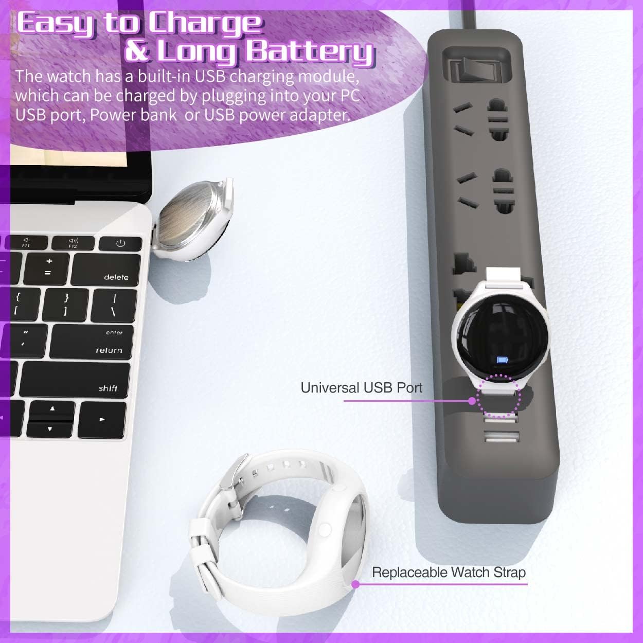 Kids Led Fitness Tracker Watch, Non-Bluetooth Digital Pedometer Wristwatch, Waterproof, 12/24 H, Stopwatch, Calendar, for Children Girls Boys Teens - Image 6