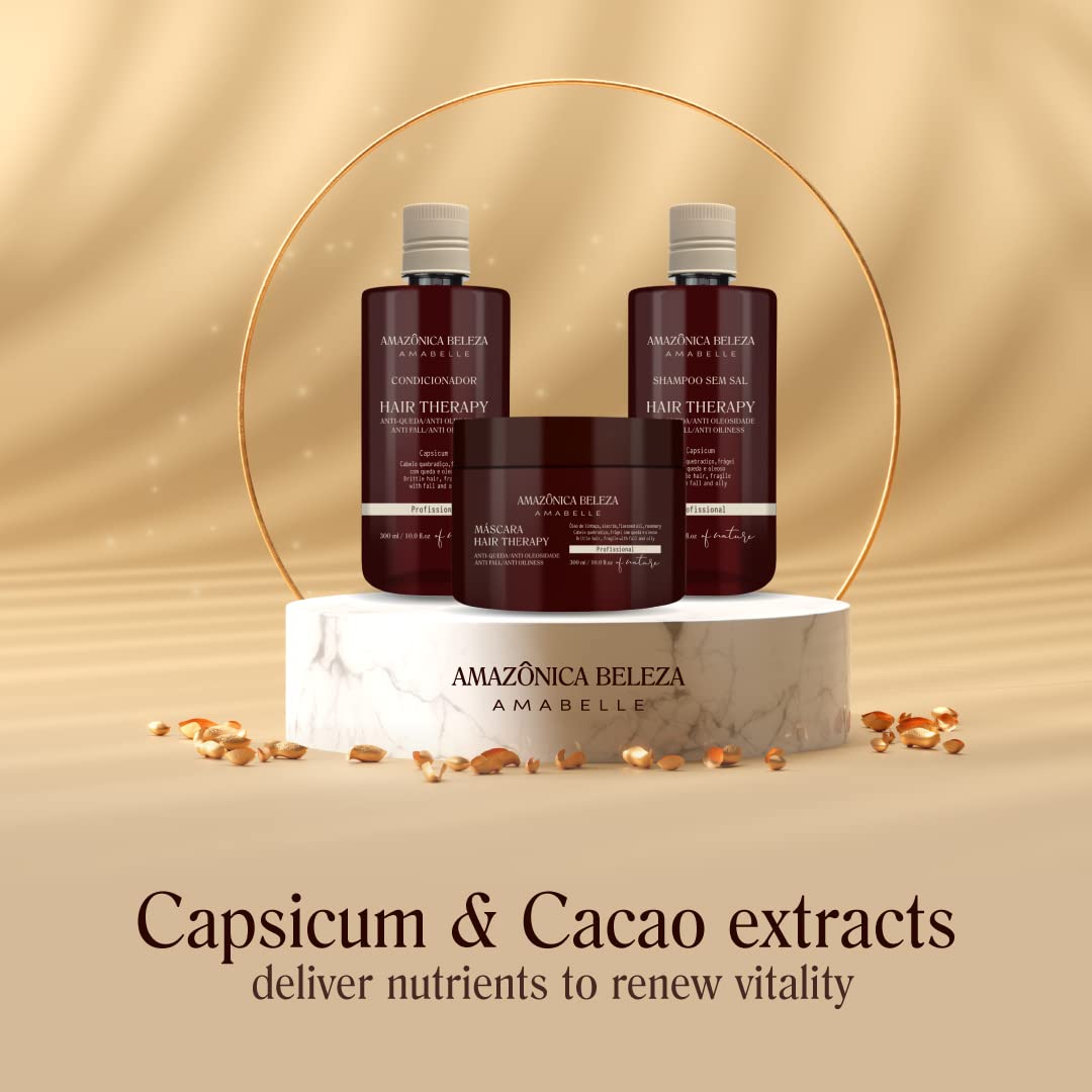 AMAZONICA BELEZA Hair Therapy Kit - Shampoo, Conditioner, Hair Mask (300ml/10.1 Oz) | Professional Line | Removes Oiliness, Prevents Hair Loss, Promotes Growth - Image 3