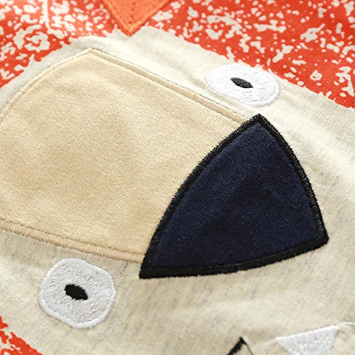 Motteecity Trendy Boys Adorable Cartoon Lion Graphic Embroidered Stylish T-Shirt Beige 4T - Image 4