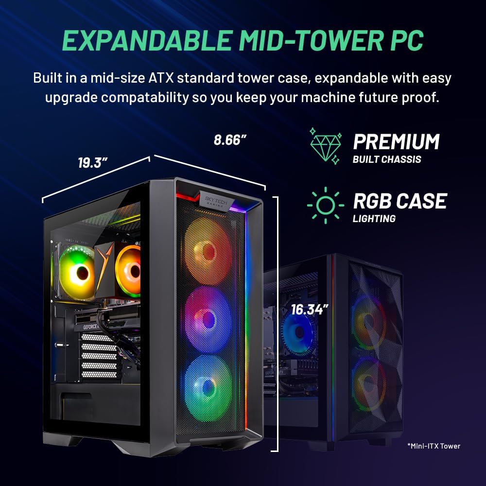 Skytech Nebula Gaming PC Desktop, Ryzen 5 5500 3.6 GHz (4.2GHz Turbo Boost), NVIDIA RTX 4060 8GB GDDR6X, 1TB SSD, 16GB DDR4 RAM 3200, 650W Gold PSU, Wi-Fi, Win 11 Home - Image 6