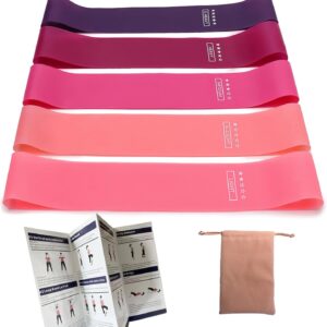 Resistance Bands Set, Resistance Loop Exercise Bands with Instruction Guide and Carry Bag, Versatile Latex Exercise Bands for Home and Gym Workouts, Set of 5