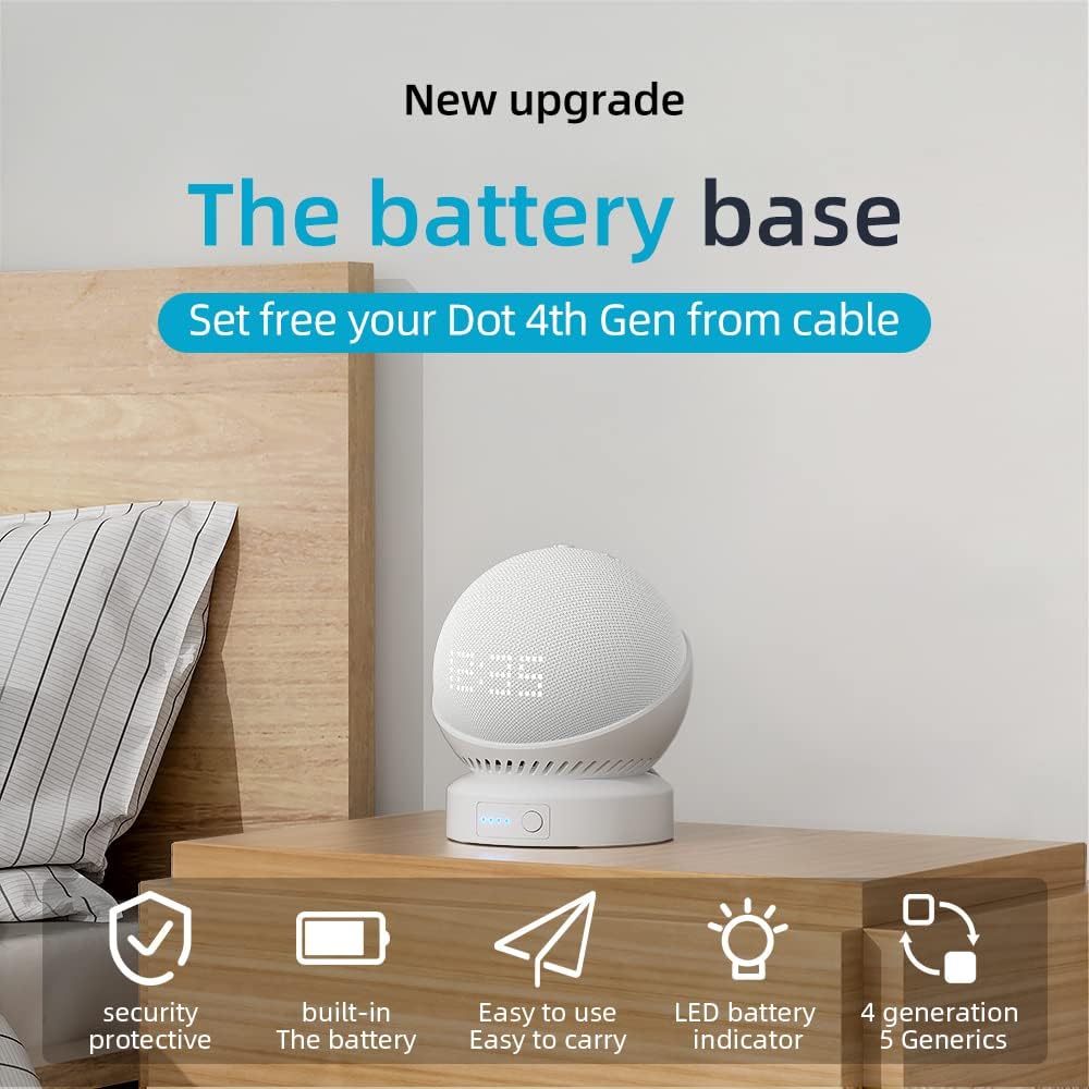 Battery Base for Echo dot 5th Generation Portable Echo Dot 4th Generation and Homepod Mini Battery Stand Accessories, not Including The Speaker(White) - Image 7