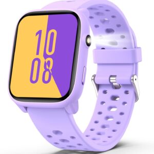 MgaoLo Kids Smart Watch 1.85″ Upgrade – Fitness Tracker with Heart Rate Sleep Monitor, 100+ Sports Modes, 12 Puzzle Games, Activity Tracker for Boys Girls Outdoor Fun (Purple)