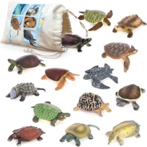 Volnau Mini Sea Turtle Figures 14PCS Animal Toys Figurines for Kindergarten Toddlers Kids Ocean Sea Creature Cake Topper Pack
