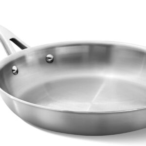 Calphalon Premier Brushed 5-Ply Stainless Steel Cookware w/Turbo Heat Tech 10″ Fry Pan, Induction, Oven Safe 450F, Silver