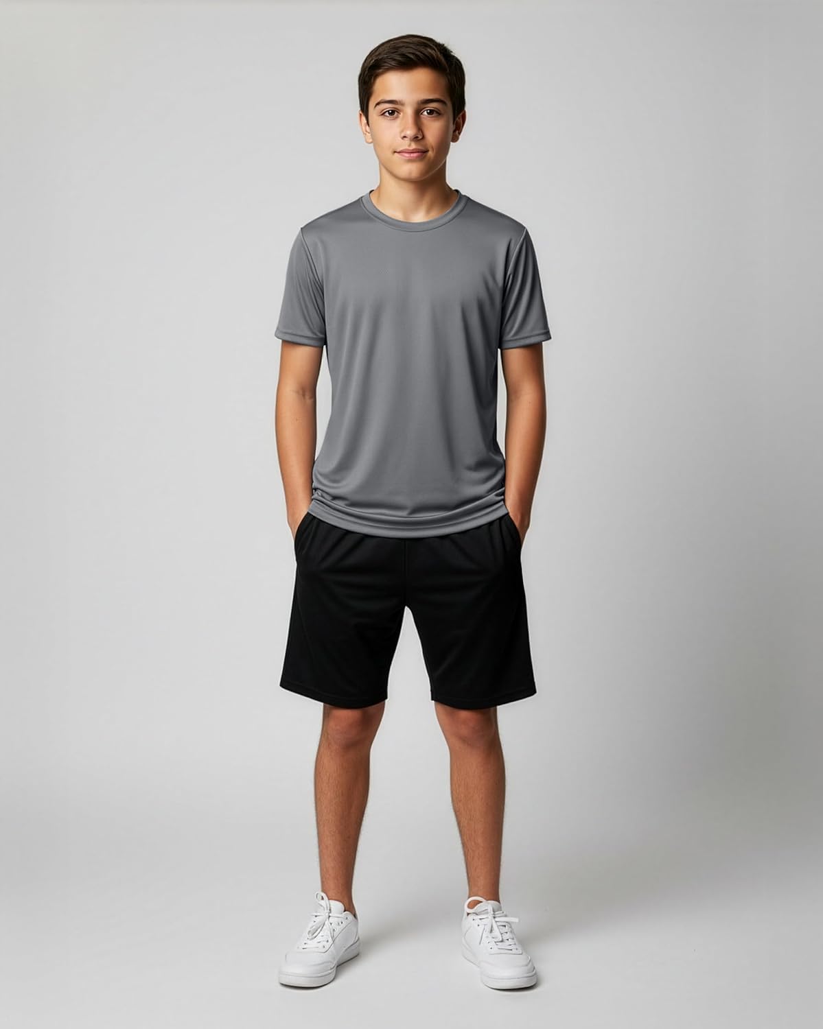 Real Essentials 5 Pack: Boys' Mesh Short Sleeve Athletic T-Shirt - Youth Kids Teens Active Basketball Tops (4-18 Years) - Image 4