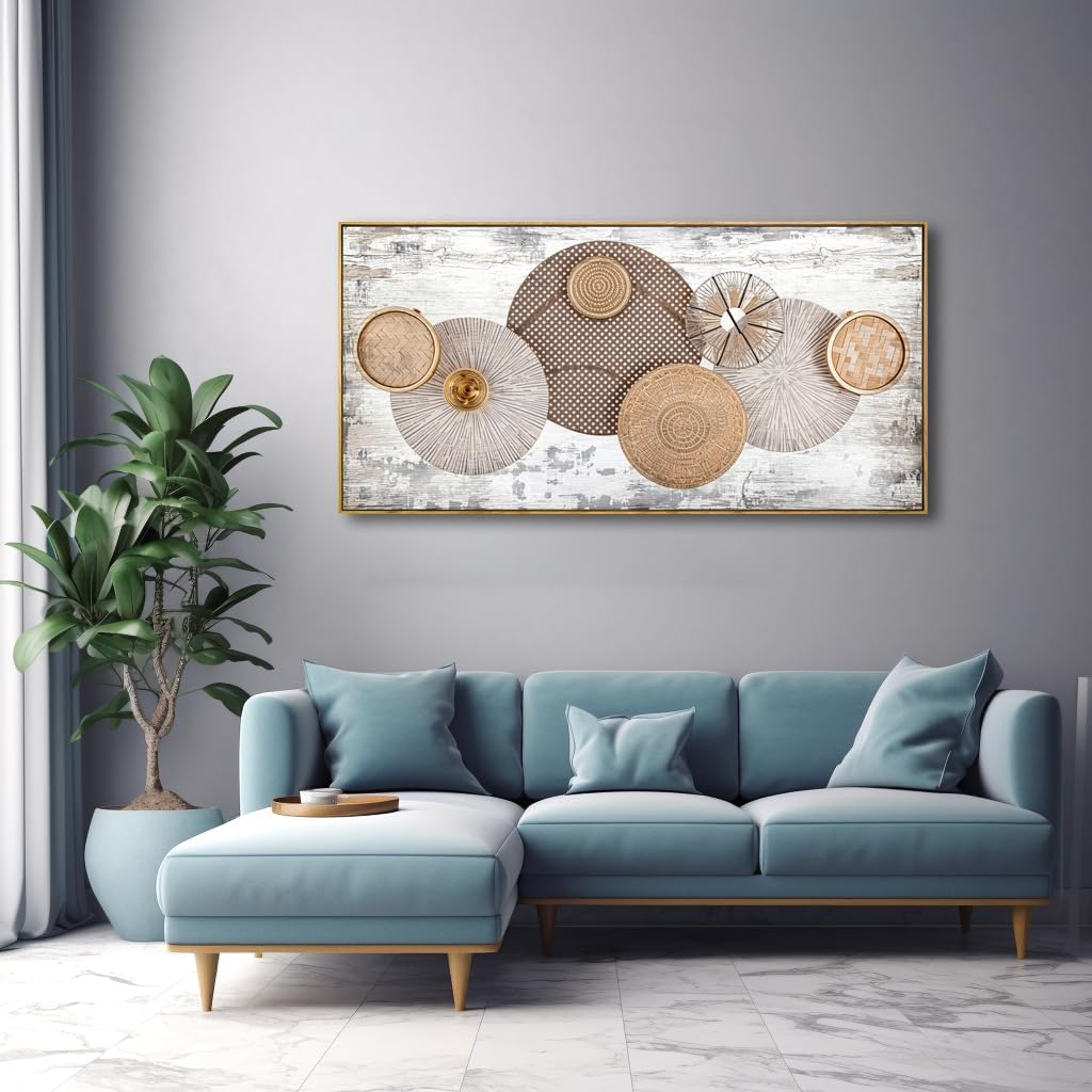 Wall Art Floral Rustic Wall Decor Yellow and White Canvas Painting Abstract Wall Art for Bedroom Living Room Dining Room Home Office Decor 20"x40" with Framed - Image 7