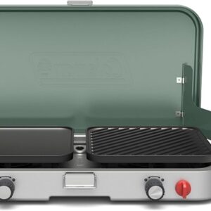 Coleman Cascade 3-in-1 Outdoor Camp Stove, Portable Cooktop with Included Cast-Iron Grill & Griddle Accessories, 24,000 BTUs of Power for Camping, Tailgating, Grilling