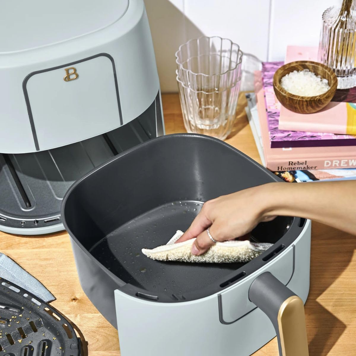 Beautiful 6 Quart Digital Air Fryer with TurboCrisp Technology – Matte Finish, Touchscreen, Nonstick Basket (Hydrangea) - Image 5