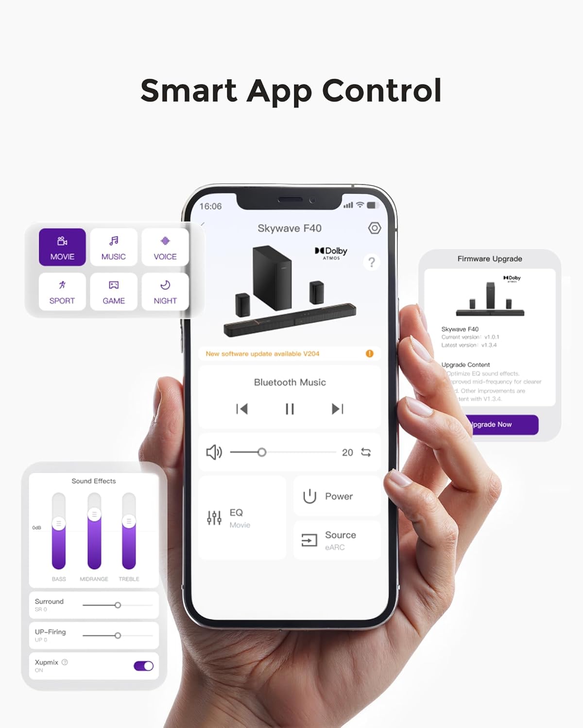 ULTIMEA 5.1.2ch Sound Bar with Dolby Atmos, Surround Sound System for TV with 2 Surround Speakers, Sound Bar for Smart TV, Soundbar for Home Theater, BT 5.4, HDMI eARC, Skywave F40 (New, 2025 Model) - Image 7