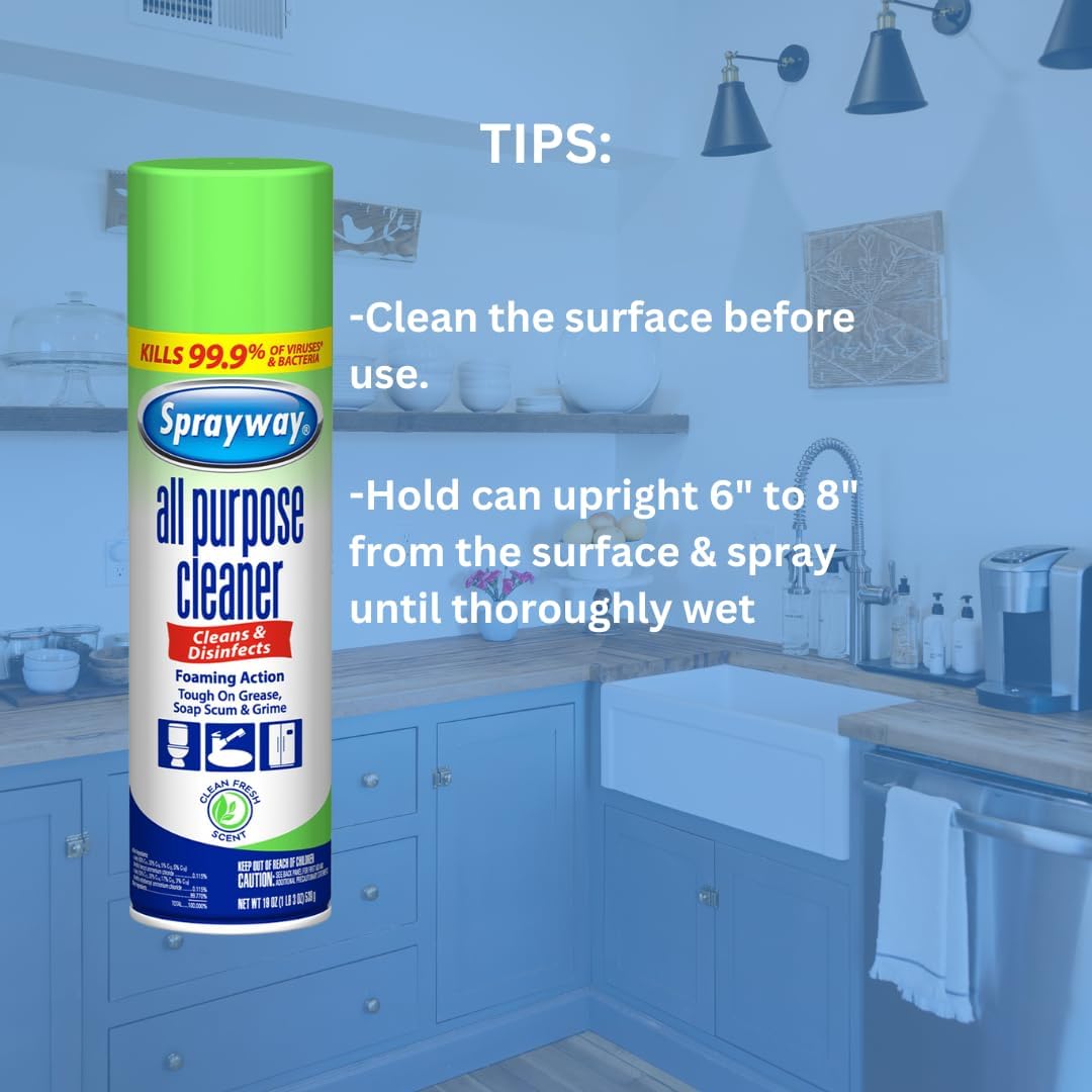 Sprayway All Purpose Disinfectant Cleaner, Foaming Action, 19 Ounce - Image 7