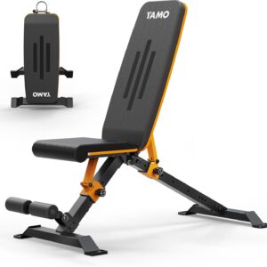 YAMO Adjustable Weight Bench for Full Body Workout, Foldable Workout Bench of Home Gym, Bench Press Strength Training, Incline Decline Flat Utility Workout Bench with Quick Folding Space Saving
