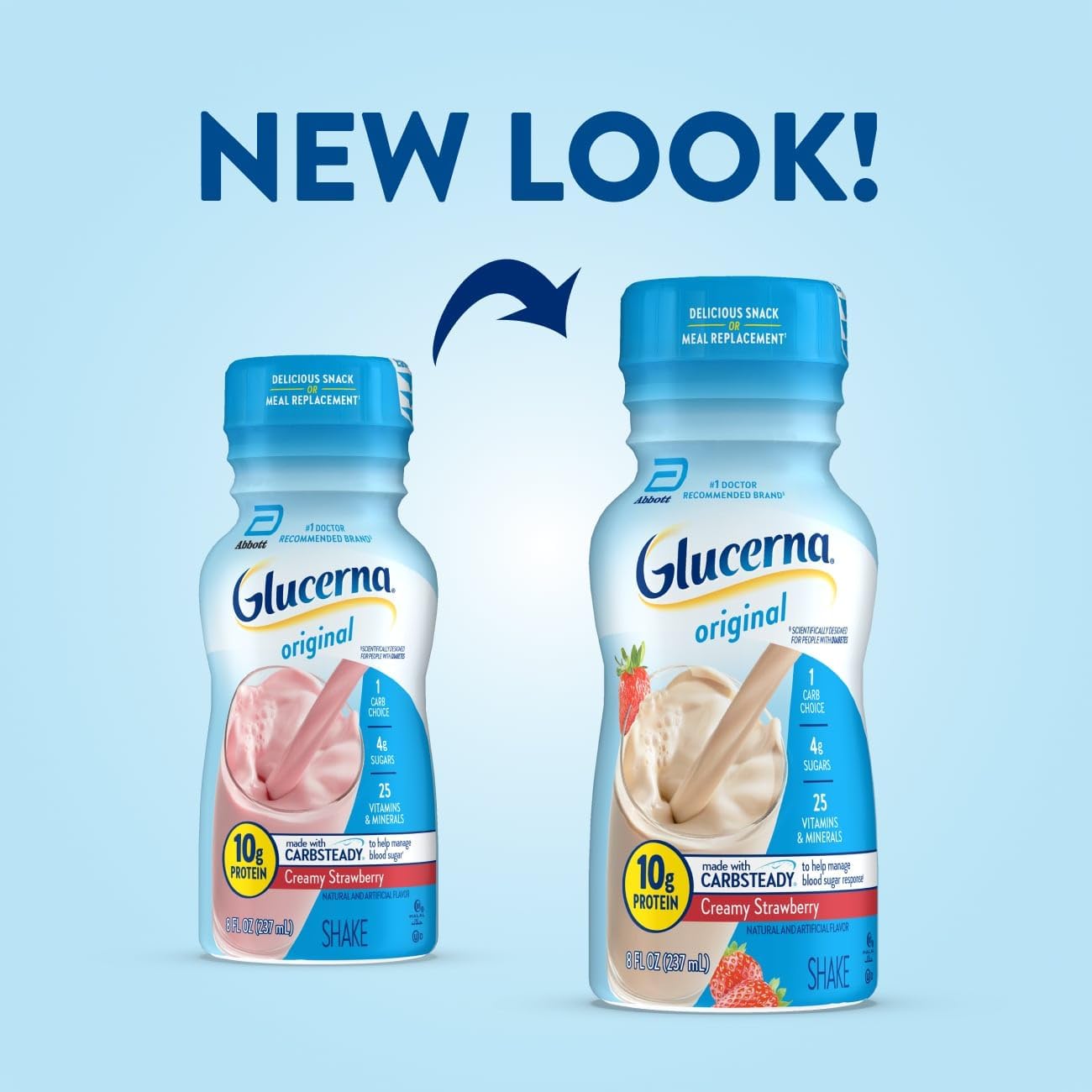 Glucerna Original Diabetes Care Shake, Creamy Strawberry, Diabetic Meal Replacement to Support Blood Sugar Management, 10g Protein, 180 Calories, Ready to Drink, 8-fl-oz Bottle, 24 Pack - Image 2