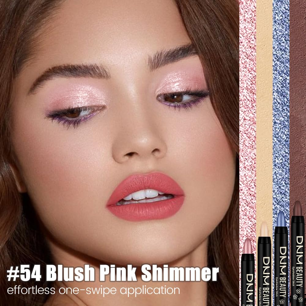 Kaely Cream Eye Shadow Sticks, Blush Pink Shimmer Eyeliner Pencil Eyeshadow Palette Makeup, Eye Highlighter Brightener Stick for Older Women Waterproof Pigmented, sombras para ojos, New-54 - Image 3