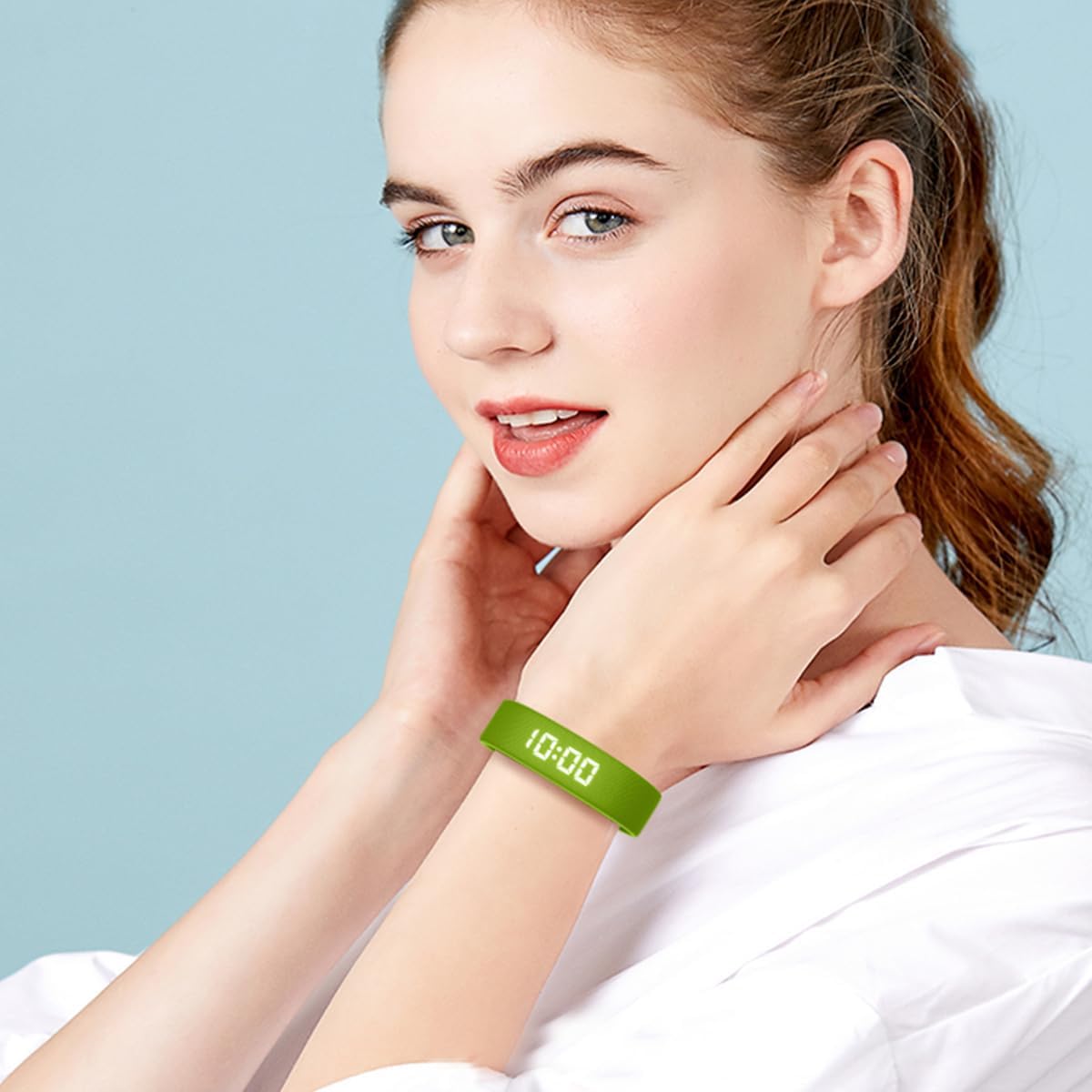 Gosasa Lightweight LED Digital Sport Watch Waterproof Fitness Tracker with Calorie Counter, Pedometer, Vibrating Alarm, USB Rechargeable Silicone Wristband for Men Women (Green) - Image 4