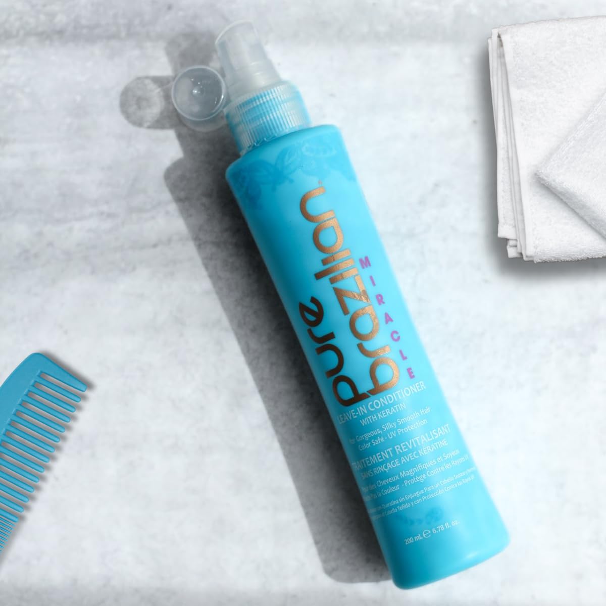 Pure Brazilian Leave-In Conditioner, Nourishing Hair Treatment Enriched with Keratin to Fortify & Strengthen, 6.78 Ounce (200 Milliliter) - Image 5