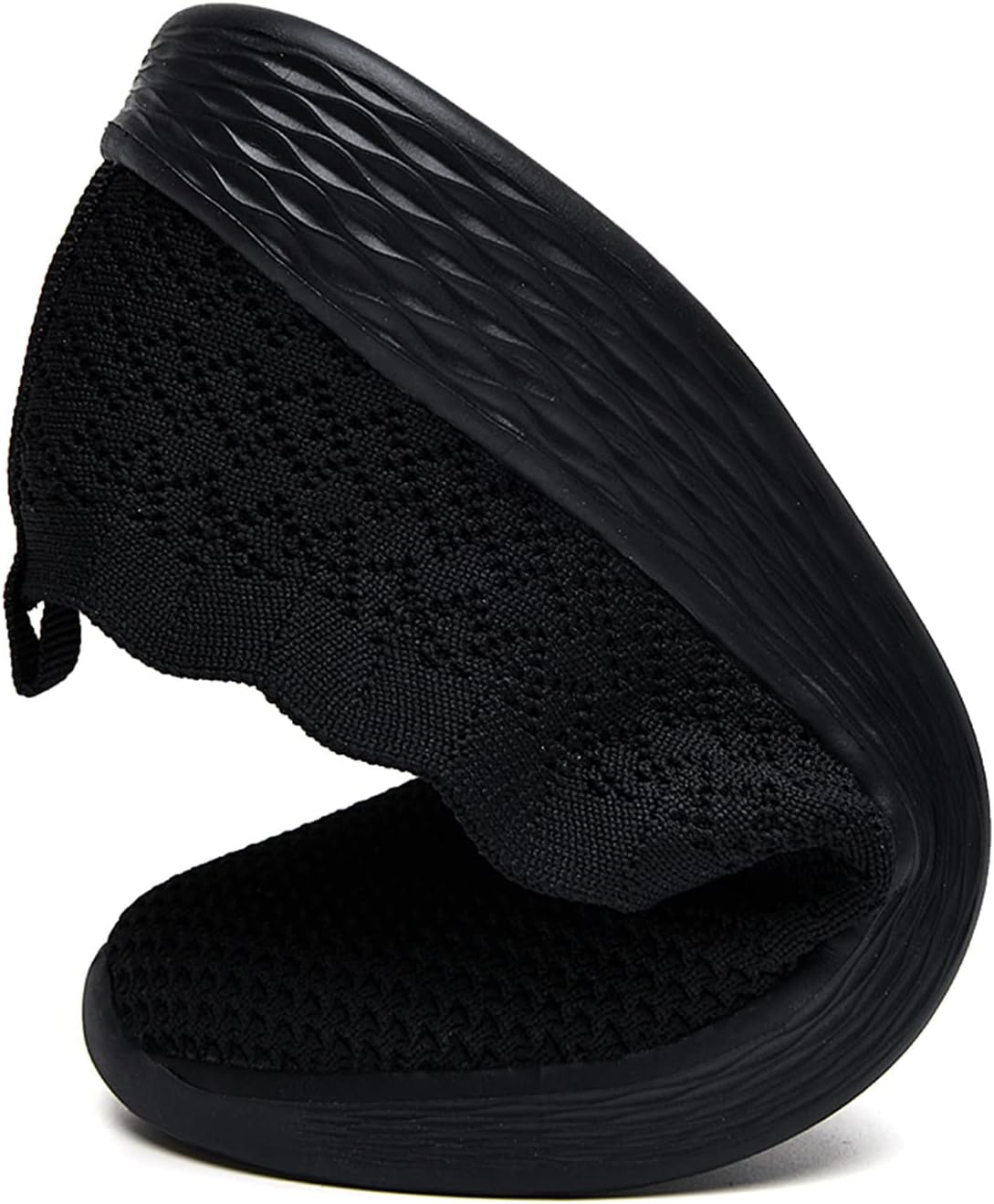 poemlady Women's Slip on Loafer Shoes - Mesh Casual Ballet Flat Nurse Walking Sneakers Knit Round Toe Casual Memory Foam Shoes - Image 5