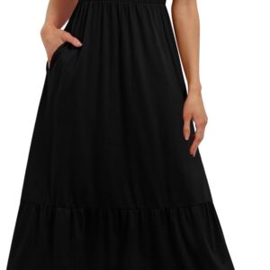 WIHOLL Summer Dresses for Women 2026 Casual Sleeveless Maxi Dress Long Flowy A Line Sundresses Beach Fashion with Pockets