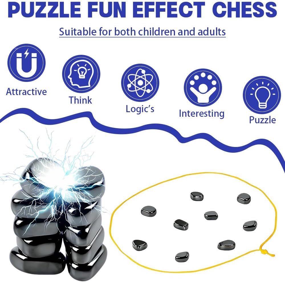 Magnetic Chess Game with Stones and String - Portable Educational Family Board Game for Kids & Adults, Travel-Friendly Magnetic Games for Logic Skills Development - Image 4