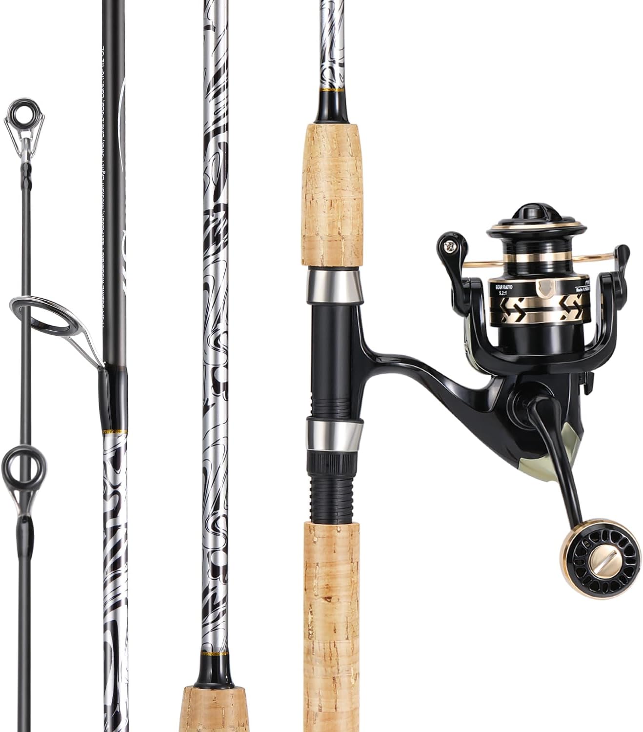 Sougayilang Reel and Fishing Rod Combo, Fiberglass Fishing Pole with Durable P-Cork Rod Handle, Lightweight Graphite Frame - Image 2