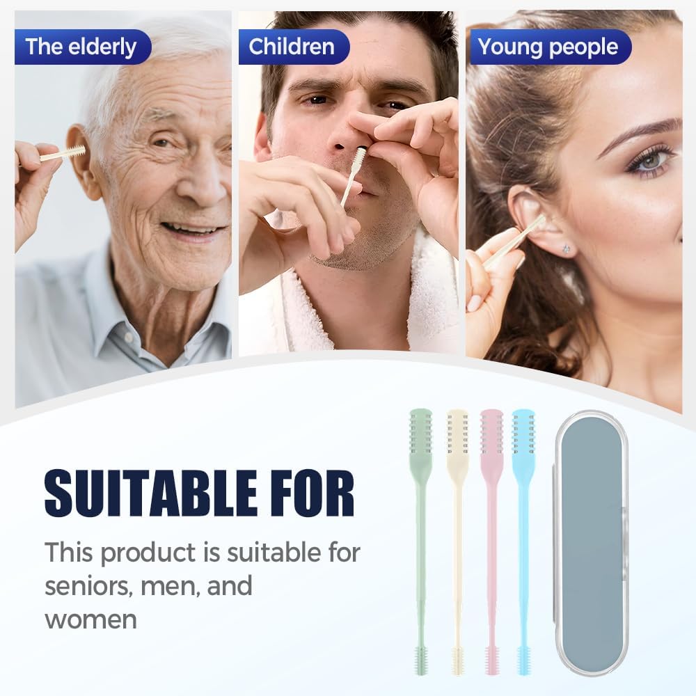 Nasal Hair Cutter, 2025 Double-Sided Nose Hairs Removal, Manual 360° Rotating Nostril Hair Removal Tool, Manual Nose Hairs Cutter, Nasal Hair Trimmer with Ear Picker for Women Men (Blue, 3PCS) - Image 6