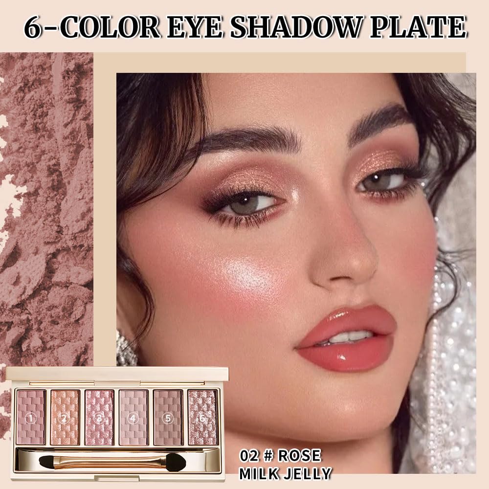 Rose Mauve Neutral Nude Eyeshadow Palette – 6 Matte & Shimmer Eye shadow, Soft Pink & Mauve Tones, Blendable Long-Lasting Eye Shadow Kit for Natural Everyday Makeup, Soft Glam Looks & Mature Eyes 2 - Image 6