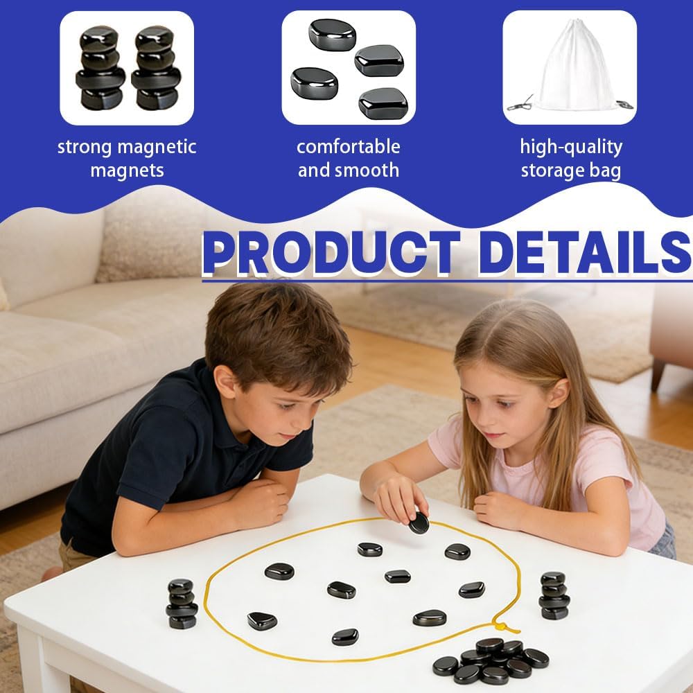 Magnetic Chess Game with Stones and String - Portable Educational Family Board Game for Kids & Adults, Travel-Friendly Magnetic Games for Logic Skills Development - Image 6