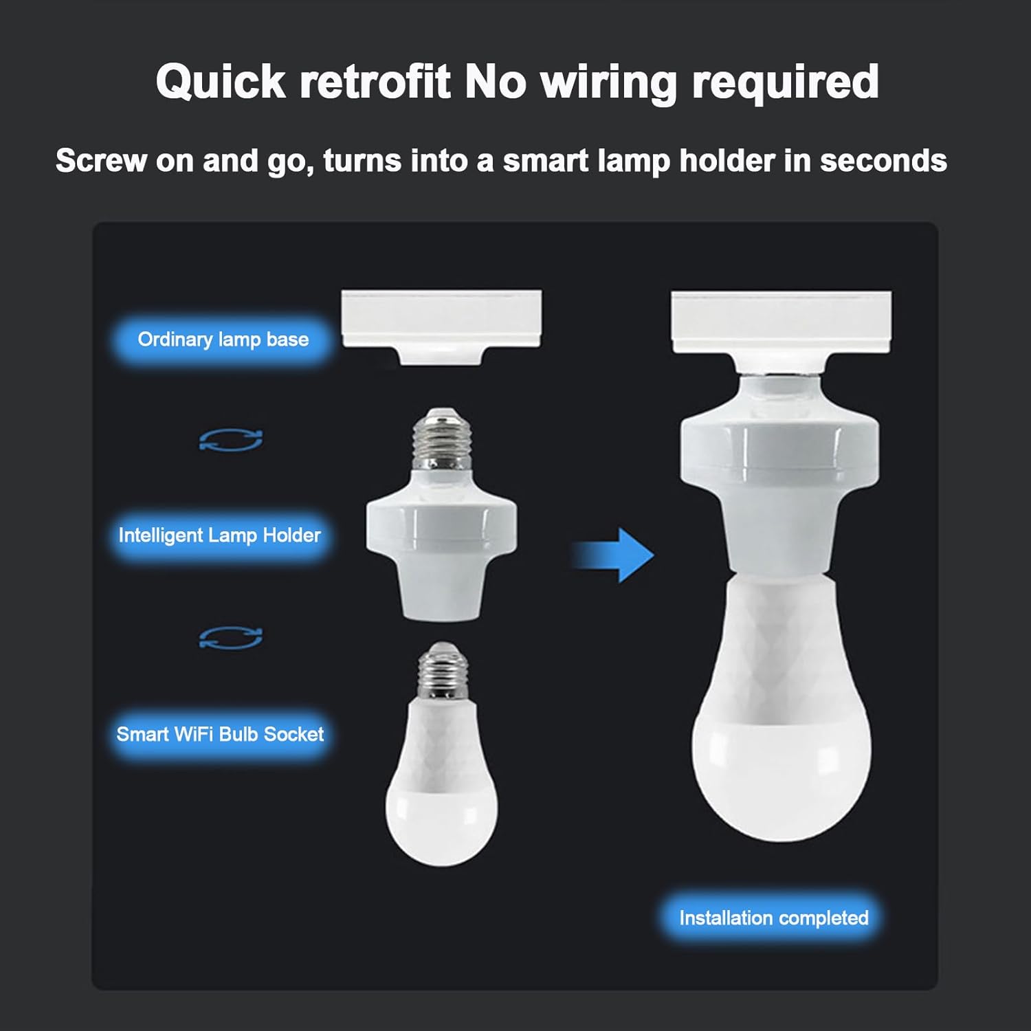 Smart WiFi Bulb Socket, Alexa Smart Light Bulbs, Light Bulb Socket Adapter, eWeLink APP Remote Timer and Group Control, Voice Control with Alexa and Google(2 Pack) - Image 7