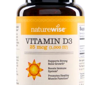 NatureWise Vitamin D3 1000iu (25 mcg) 30-Day Supply for Immune Support, Healthy Muscle Function, and Bone Health – Non-GMO, Gluten Free in Organic Extra Virgin Olive Oil, (Mini Softgel), 30 Count