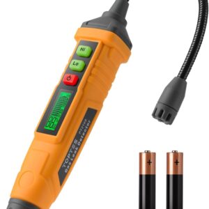 TopTes PT210S Gas Leak Detector, Natural Gas Detector with 4-inch Probe, Propane Leak Detector Locating Combustible Gases Like Natural Gas, Methane for Home, Measures%LEL (Incl. Batteries) – Orange