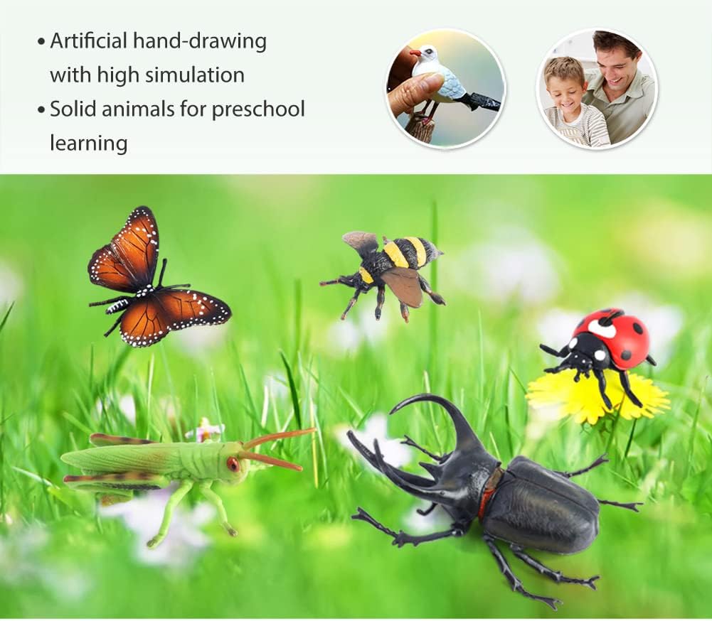 Bug Toys Figurines VOLNAU 12PCS Insect Animal Figures for Kids Toddlers Christmas Gifts Decorations Educational Bee Beetle Mantis Spider Ladybug Butterfly Plastic Model - Image 3
