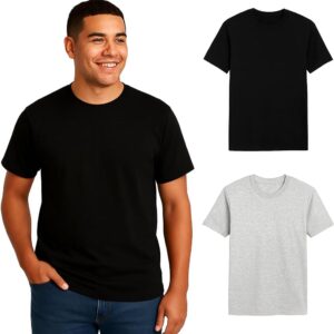 Tahrr & Me Men’s T-Shirt Casual Crew Neck Tee for Men 2 pc Soft Breathable Cotton Regular Fit Outdoor Home & Office Wear