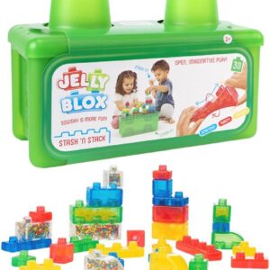 Goliath Jelly Blox Stash ‘N Stack 2-in-1 Storage Case | Toddler & Preschool Building Blocks Kids Can Squeeze, Stretch, Squish | MESH ACCREDITED | Safety Tested & Ouch-Free | Sensory Play for Ages 2+