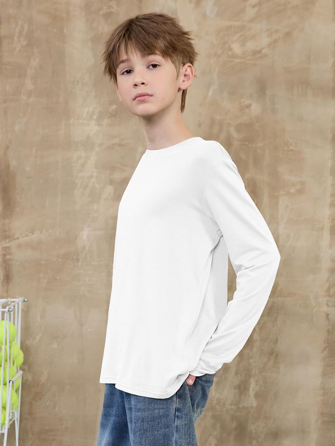 ZDC Boys Long Sleeve Shirts Kids Crewneck T Shirts Fall Tops Casual Basic Tees Clothes 5-14 Years - Image 4