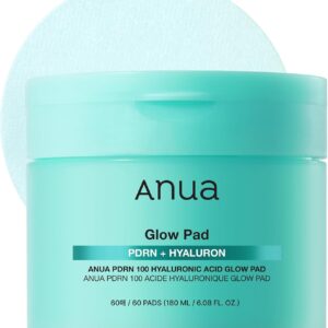 ANUA PDRN 100 Hyaluronic Acid Pad, Glow-Plumping Korean Face Pad for Daily Skincare & Makeup Prep, Dual-Sided Toner for Radiant Skin & Deep Hydration, Korean Skin Care (180ml, 60 Pads)