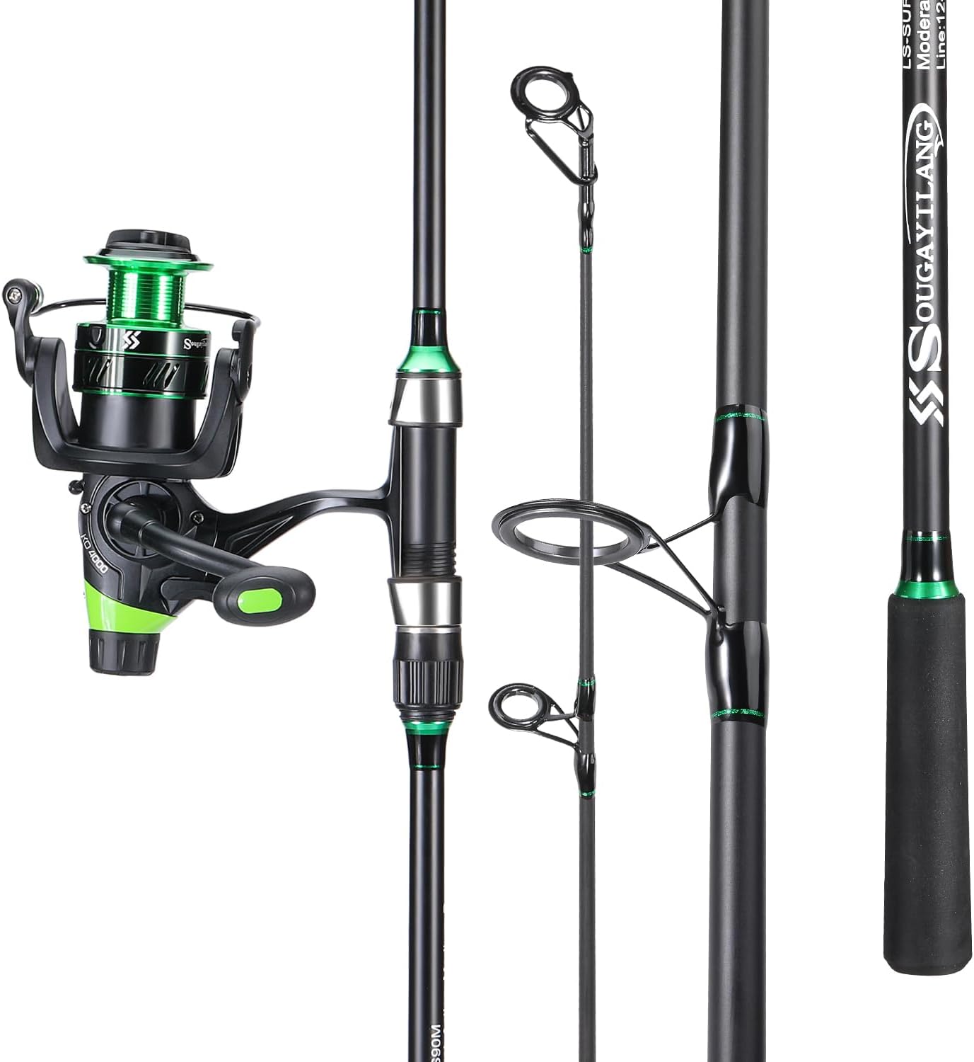 Sougayilang Surf Fishing Rod Combo IM8 Carbon 3 Piece Travel Spinning Rod with 4000 Size Spinning Reel (9'/10'/11'/12') - Image 3