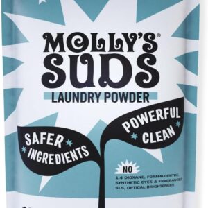 Molly’s Suds Original Laundry Detergent Powder | Clean Laundry Detergent Powder for Sensitive Skin | Simple, Effective Ingredients, Stain Fighting | 120 Loads (Unscented)