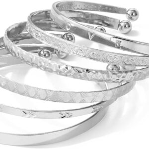 IFKM Gold Bangle Bracelets For Women, 14k Gold Plated Multi Layer Stackable Cuff Bracelet Set, Trendy Elegance Charms Non Tarnish Minimalist Textured Boho Jewelry Gift for Women