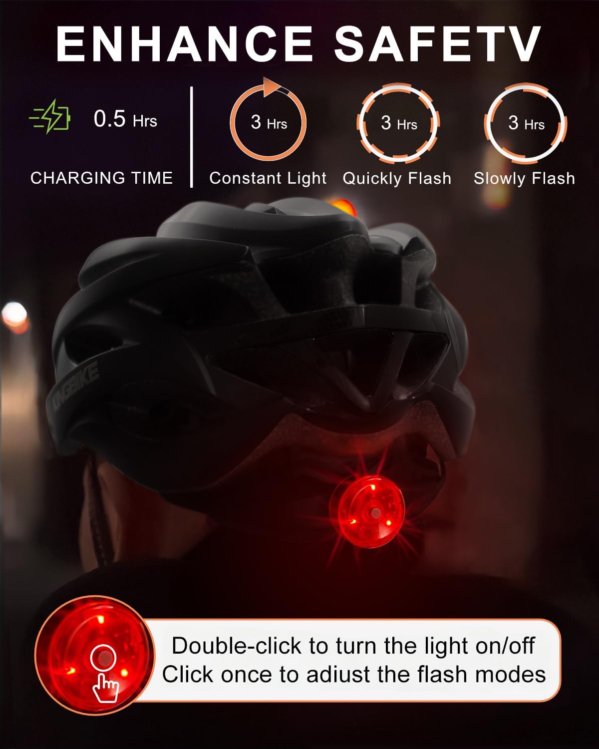 KINGBIKE Bike Helmet for Adult Men Women Youth Road Commute Mountain Cycling Helmets with USB Rechargeable Light Replaceable Padding and Visors Lightweight 20.4-23.6in - Image 6