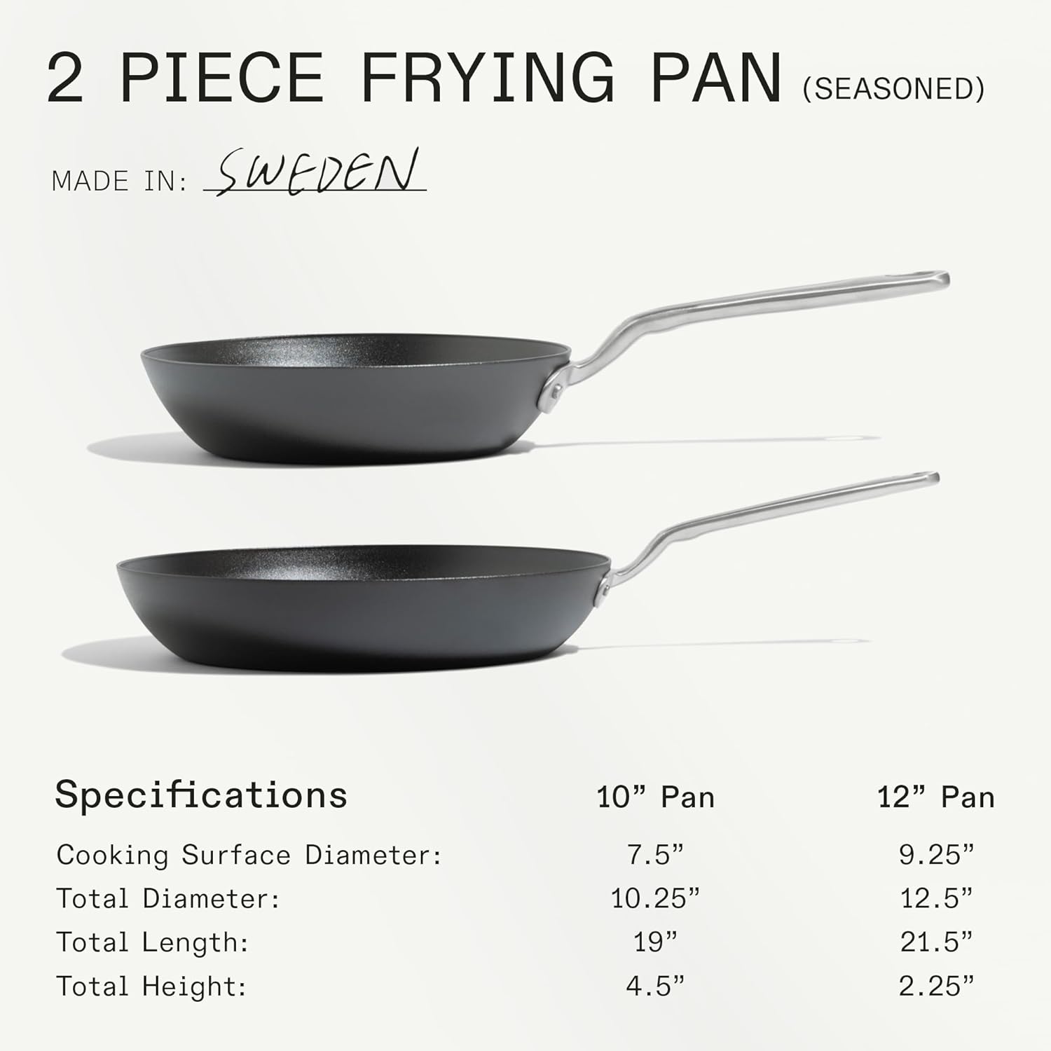 Made In Cookware - 2 Piece (Includes 10",12") Seasoned Blue Carbon Steel Frying Pan - (Like Cast Iron, but Better) - Professional Cookware - Crafted in Sweden - Induction Compatible - Image 7