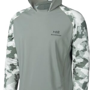 BASSDASH Men’s UPF 50 Performance Fishing Shirt Cooling Hoodie Camo Long Sleeve FS17M