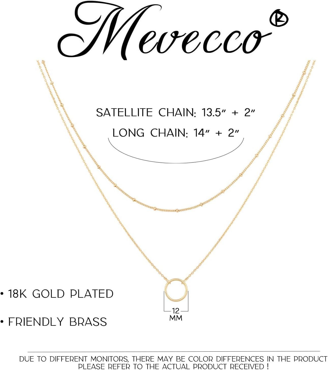 MEVECCO Layered Heart Necklace Pendant Handmade 18k Gold Plated Dainty Gold Choker Arrow Bar Layering Long Necklace for Women - Image 3