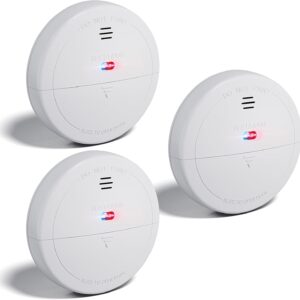 3-Pack WiFi Smoke Detectors – Smart Fire Alarms with App Control, Low Power Alert, Quick Battery Access, Silence & Test Functions, Includes 6 AAA Batteries