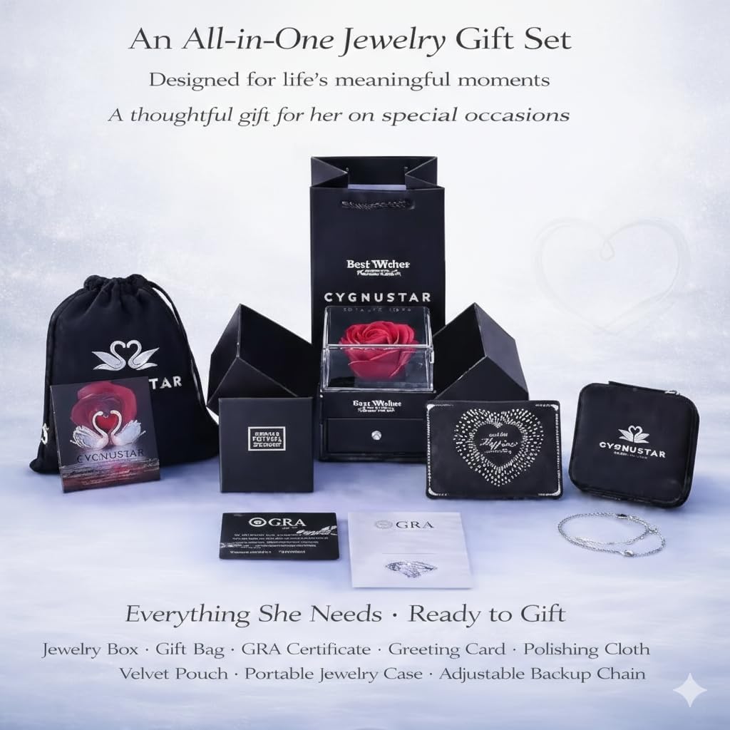 Moissanite Double Heart Necklace for Women, D Color VVS1 Lab Diamond Infinity Swan Pendant, S925 Sterling Silver 18K Gold Plated Jewelry Gift, 1-5 Carat Total Weight Options - Image 2